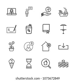 Premium outline set of icons containing distribution, military, search, online, chat, communication, war, account, real. Simple, modern flat vector illustration for mobile app, website or desktop app