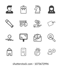 Premium outline set of icons containing home, user, horse, web, professional, temperature, thermometer, sunrise, house. Simple, modern flat vector illustration for mobile app, website or desktop app