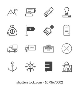 Premium outline set of icons containing go, laptop, communication, wheel, nautical, tv, architecture, medieval, element. Simple, modern flat vector illustration for mobile app, website or desktop app