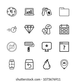 Premium outline set of icons containing delivery, time, shipping, computer, tool, food, internet, brush, gambling, house. Simple, modern flat vector illustration for mobile app, website or desktop app