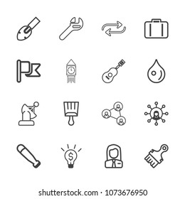 Premium outline set of icons containing big, luggage, repair, change, baseball, communication, screen, replacement, wood. Simple, modern flat vector illustration for mobile app, website or desktop app