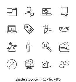 Premium outline set of icons containing video, web, retro, electrical, sign, sky, message, white, blue, tripod, camera. Simple, modern flat vector illustration for mobile app, website or desktop app