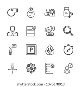 Premium outline set of icons containing place, fahrenheit, work, box, nautical, compass, chat, object, rudder, tree, car. Simple, modern flat vector illustration for mobile app, website or desktop app