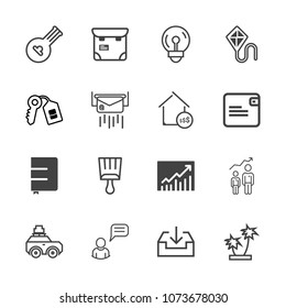Premium outline set of icons containing trend, pretty, bag, sign, personal, brush, concept, palm, progress, development. Simple, modern flat vector illustration for mobile app, website or desktop app
