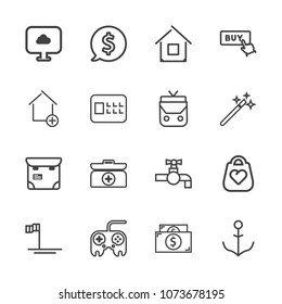 Premium outline set of icons containing home, pretty, nautical, kit, mexico, fashion, blue, style, beach, people, price. Simple, modern flat vector illustration for mobile app, website or desktop app