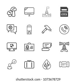 Premium outline set of icons containing view, business, baggage, person, white, tower, music, airport, castle, travel. Simple, modern flat vector illustration for mobile app, website or desktop app