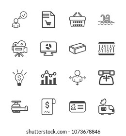 Premium outline set of icons containing aviation, idea, store, chart, graph, transport, internet, concept, air, trend. Simple, modern flat vector illustration for mobile app, website or desktop app