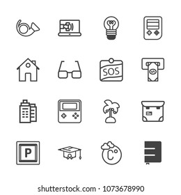 Premium outline set of icons containing professional, page, arrow, leaf, people, technology, scale, university, vehicle. Simple, modern flat vector illustration for mobile app, website or desktop app