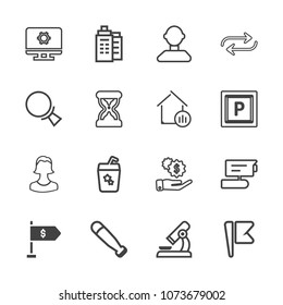 Premium outline set of icons containing business, male, replacement, research, investment, setting, finance, computer. Simple, modern flat vector illustration for mobile app, website or desktop app