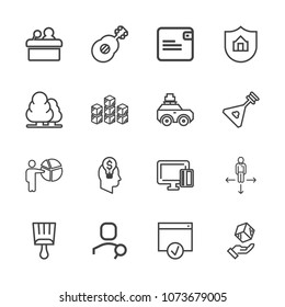 Premium outline set of icons containing place, speaker, delivery, road, meeting, house, payment, credit, money, page. Simple, modern flat vector illustration for mobile app, website or desktop app