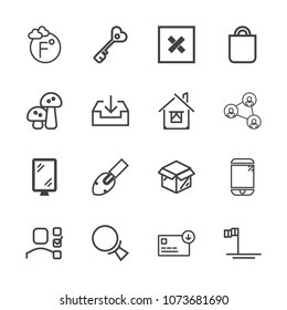 Premium outline set of icons containing ocean, blue, search, cardboard, business, door, road, temperature, fahrenheit. Simple, modern flat vector illustration for mobile app, website or desktop app