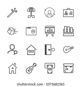 Premium outline set of icons containing woman, internet, people, shipping, wizard, computer, search, shipment, finance. Simple, modern flat vector illustration for mobile app, website or desktop app