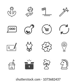 Premium outline set of icons containing mexico, cardboard, shipping, package, blue, label, summer, chess, container, map. Simple, modern flat vector illustration for mobile app, website or desktop app