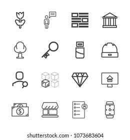 Premium outline set of icons containing replacement, account, business, minute, crystal, internet, human, property, web. Simple, modern flat vector illustration for mobile app, website or desktop app
