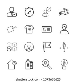 Premium outline set of icons containing america, profile, compass, person, travel, road, flag, estate, place, building. Simple, modern flat vector illustration for mobile app, website or desktop app