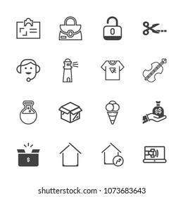 Premium outline set of icons containing real, fashion, medicine, bag, ice, pack, open, technology, communication, unlock. Simple, modern flat vector illustration for mobile app, website or desktop app
