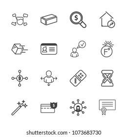 Premium outline set of icons containing male, row, construction, material, success, magician, domino, web, dollar, game. Simple, modern flat vector illustration for mobile app, website or desktop app