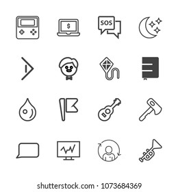 Premium outline set of icons containing notebook, technology, medicine, quality, water, arrow, drop, tool, diagnostic. Simple, modern flat vector illustration for mobile app, website or desktop app