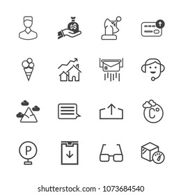 Premium outline set of icons containing cream, technology, blue, food, scale, sky, human, download, landscape, sweet. Simple, modern flat vector illustration for mobile app, website or desktop app