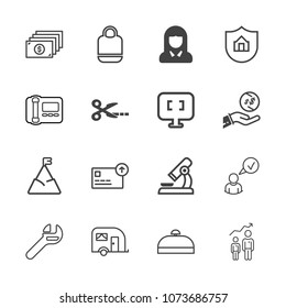 Premium outline set of icons containing traffic, trip, spanner, growth, travel, business, van, online, mountain, profile. Simple, modern flat vector illustration for mobile app, website or desktop app
