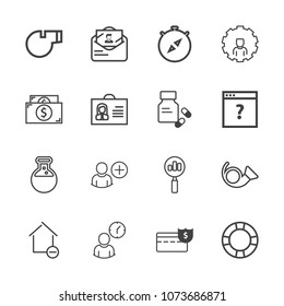 Premium outline set of icons containing home, summer, add, search, technology, coin, sport, time, house, money, sign. Simple, modern flat vector illustration for mobile app, website or desktop app