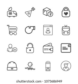 Premium outline set of icons containing finance, boy, money, status, luxury, package, wallet, room, online, dollar, van. Simple, modern flat vector illustration for mobile app, website or desktop app