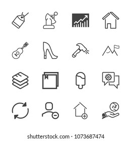 Premium outline set of icons containing trend, new, mobile, food, refresh, information, data, technology, internet, ice. Simple, modern flat vector illustration for mobile app, website or desktop app