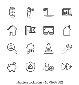 Premium outline set of icons containing mexico, concept, cloud, bank, light, protection, spanner, network, up, clock. Simple, modern flat vector illustration for mobile app, website or desktop app