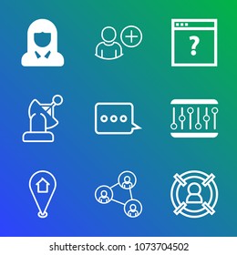 Premium outline set of icons containing beauty, sign, text, map, message, person, account, beautiful, young, woman, girl. Simple, modern flat vector illustration for mobile app, website or desktop app