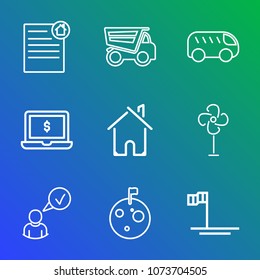 Premium outline set of icons containing space, heavy, computer, mexico, astronaut, blue, baja, fan, left, technology. Simple, modern flat vector illustration for mobile app, website or desktop app