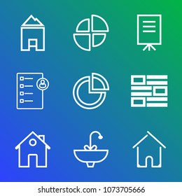 Premium outline set of icons containing employee, newspaper, seminar, checklist, meeting, human, resources, news, work. Simple, modern flat vector illustration for mobile app, website or desktop app