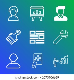 Premium outline set of icons containing wrench, grunge, internet, technology, diagram, repair, white, spanner, element. Simple, modern flat vector illustration for mobile app, website or desktop app