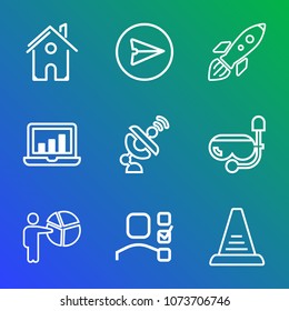 Premium outline set of icons containing presentation, global, real, sea, people, graphic, personal, plan, summer, chart. Simple, modern flat vector illustration for mobile app, website or desktop app