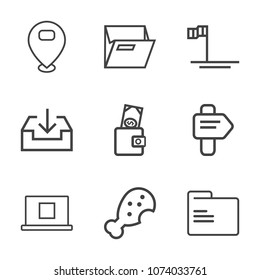 Premium outline set of icons containing beach, website, internet, map, download, ocean, wallet, marker, sign, sea, baja. Simple, modern flat vector illustration for mobile app, website or desktop app