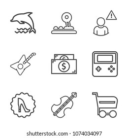 Premium outline set of icons containing ocean, background, network, elegance, rock, shop, cart, marine, alarm, wild, web. Simple, modern flat vector illustration for mobile app, website or desktop app