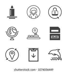 Premium outline set of icons containing download, unlock, lock, map, button, pretty, wildlife, web, animal, globe, file. Simple, modern flat vector illustration for mobile app, website or desktop app