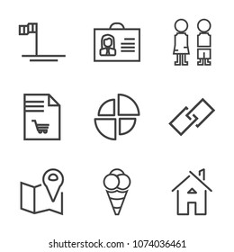 Premium outline set of icons containing sea of cortes, female, profile, business, list, people, pin, baja, sea, ball. Simple, modern flat vector illustration for mobile app, website or desktop app