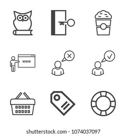 Premium outline set of icons containing web, pool, website, coffee, basket, market, cup, price, internet, drink, store. Simple, modern flat vector illustration for mobile app, website or desktop app