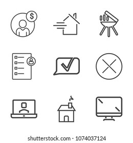 Premium outline set of icons containing concept, meat, business, banking, grill, web, human, screen, hot, buy, checklist. Simple, modern flat vector illustration for mobile app, website or desktop app