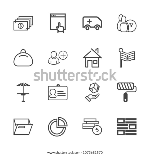 Premium outline set of icons containing coin,\
identification, cargo, delivery, roll, shipping, roller, document,\
finance. Simple, modern flat vector illustration for mobile app,\
website or desktop app