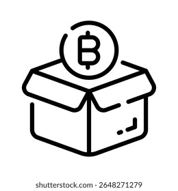 Premium outline style icon of secure bitcoin box