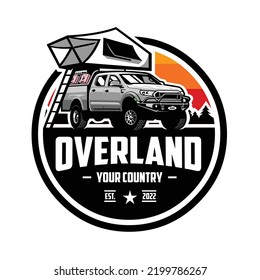 Premium Overland Camper Truck Badge Emblem Logo Vector Isolated