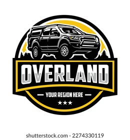 Plantilla de logotipo del círculo del vehículo del vehículo de transporte de cabina doble premium Overland. Mejor para Aventura al Aire Libre Automotive Sport Relacionado Logotipo