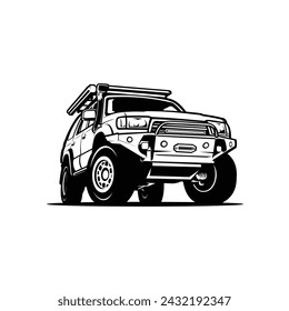 Premium overland offroad 4x4 vehicle vector art illustration isolated. Best for overland related industry