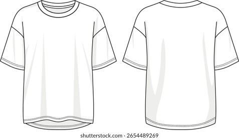 Premium Oversized T-Shirt Mockup - White Color Vector Style for Design Showcase