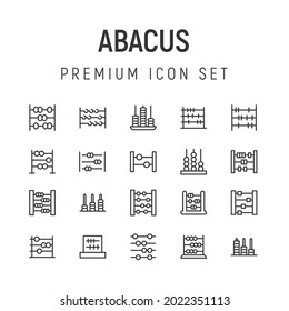 Premium pack of abacus line icons. Stroke pictograms or objects perfect for web, apps and UI. Set of 20 abacus outline signs.