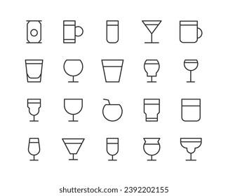 Premium pack of beverages line icons. Stroke pictograms or objects perfect for web, apps and UI. Set of outline signs