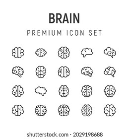 Premium pack of brain line icons. Stroke pictograms or objects perfect for web, apps and UI. Set of 20 brain outline signs.