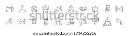 Premium pack of crowdfunding line icons. Stroke pictograms or objects perfect for web, apps and UI. Set of 20 crowdfunding outline signs. 