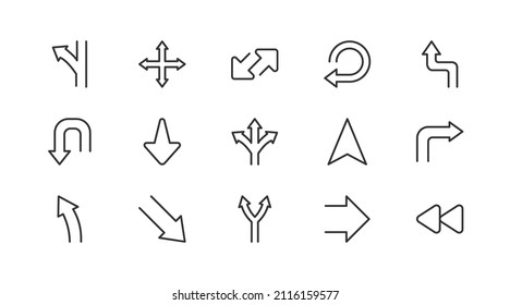 Premium pack of direction  line icons. Stroke pictograms or objects perfect for web, apps and UI. Set of 20 direction  outline signs. 